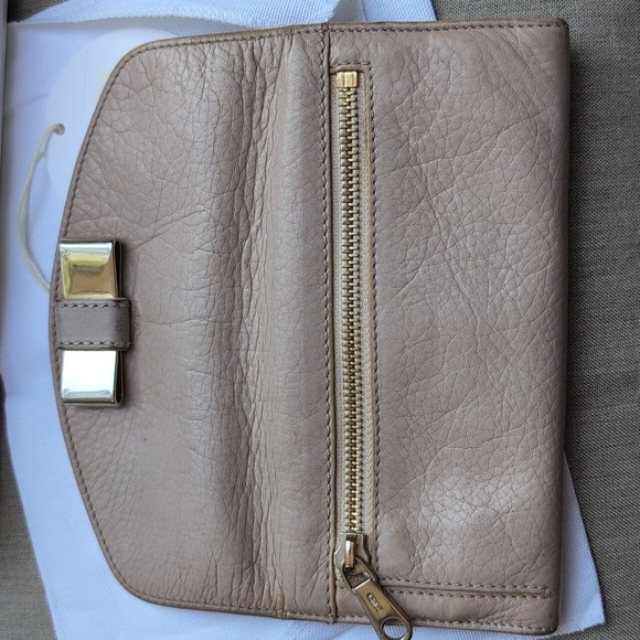Chloe Pink Beige Bow Long Wallet - Picture 7 of 11